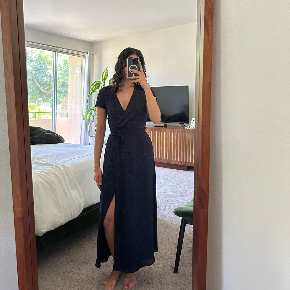 Aritzia Navy Wrap Dress